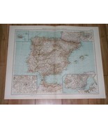 1927 MAP OF SPAIN PORTUGAL MADRID LISBON TANGIER SPANISH AFRICA MADEIRA MALLORCA - $33.35