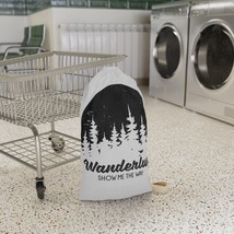Wanderlust Adventure Laundry Bag - Black and White Pine Tree Print - $31.93+