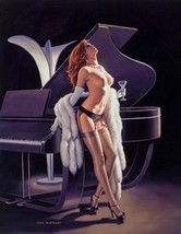 FRAMED CANVAS Art print giclee girl posing nude in stocking piano pin-up... - $83.16