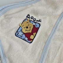 Winnie the Pooh Baby Washcloth Towel Blanket Hood Hooded Terry White Blue - £19.77 GBP