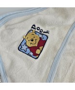 Winnie the Pooh Baby Washcloth Towel Blanket Hood Hooded Terry White Blue - £19.54 GBP