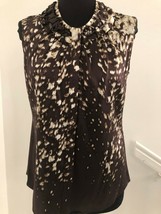 Elie Tahari Brown Print Silk Blend Sleeveless Style#CBFTP501 Top Sz S $190 - £58.48 GBP