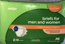 SHIPN24HOURS-INCONTINENCE BRIEFS FOR MEN AND WOMEN 20 BRIEFS SZ Medium 3... - $11.76