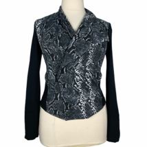 Rachel Roy Jacket Womens M Black White Snake Print Soft Stretch Knit Bik... - $24.98