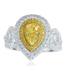 GIA Certified 1.94 Ct Pear Light Yellow Diamond Engagement Ring 18k Whit... - $127,129.88 MXN
