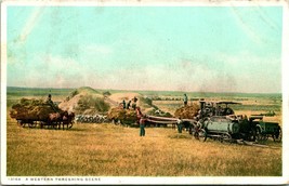 Vtg Postcard 1930s - A Western Threshing Scene Farming Detroit Publishing Unused - £4.17 GBP