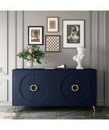 Modern Navy Blue Lacquered 4-Door Wooden Cabinet Sideboard for Storage - $7,172.36 MXN
