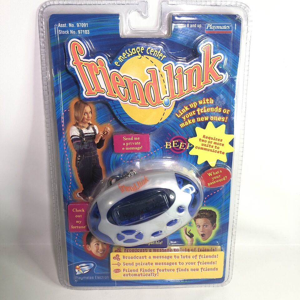 Vintage Friend Link E-Message Text Center Silver Blue NEW 1999 Playmates Toys - $11.85