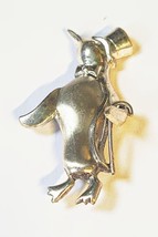 Vintage Lang Top Hat Penguin Sterling Silver Brooch Pin 2 1/4&quot; Tall - £23.73 GBP