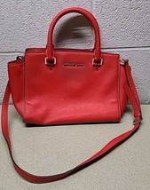 Michael Kors Red Leather Handbag Purse Satchel - 14 X 8&quot; Tall. - £32.50 GBP