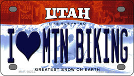 I Love Mtn Biking Utah Novelty Mini Metal License Plate Tag - £11.71 GBP