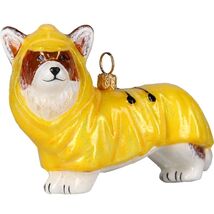 Pembroke Welsh Corgi in Yellow Raincoat Polish Glass Christmas Tree Orna... - $64.33
