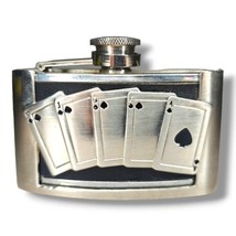 Vintage Belt Buckle Flask Metal Concealed Poker Casino Cards  - $15.95