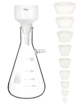 Qwork Buchner Funnel Kit Filter Flask Set – 80Mm Porcelain Ceramic Funnel, - $41.97