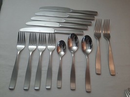 Mikasa Stainless 14 Pieces ~ Loft Satin ~ Forks Knives Spoons Salad Forks - £35.52 GBP