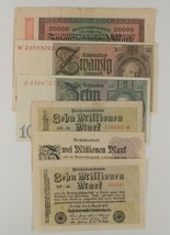 1923-1929 Germany 6-Note Currency Set Weimar Republic Treasury Reichsbanknote - £53.17 GBP