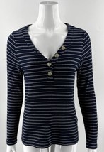 Lucky Brand Top Size Large Long Sleeve Blue White Striped Ribbed Womens - £19.12 GBP