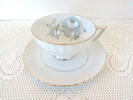 ROYAL BAYREUTH CHINA CUP &amp; SAUCER SET FIRST LOVE GERMANY BLUE PEONIE - $238.96 MXN