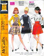 Vintage 1968 Teen&#39;s JUMPER or SKIRT &amp; BLOUSE Pattern 9400-m Size 12 - £9.41 GBP