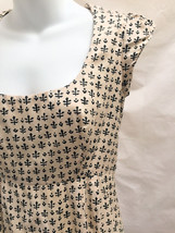 French Connection Sz 2 Dress Beige Black Geometric Rayon Cap Sleeve Scoop Neck - £16.92 GBP
