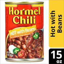 HORMEL Chili Hot with Beans, No Artificial Ingredients, 15 oz 6 Pack - £14.42 GBP