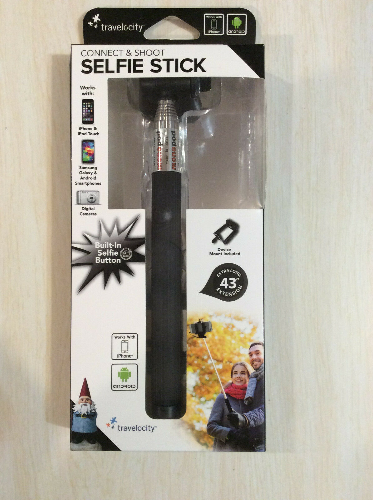 TRAVELOCITY CONNECT &amp; SHOOT SELFIE STICK - BRAND NEW - FREE SHIPPING - $8.95