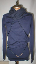 NWT New Womens Designer Acne Blouse Top XS Jersey Navy Blue Belt LS Dark... - $460.35