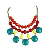Vintage Triple-Strand Chunky Colorful Resin Beaded Statement Necklace - $719.66 MXN