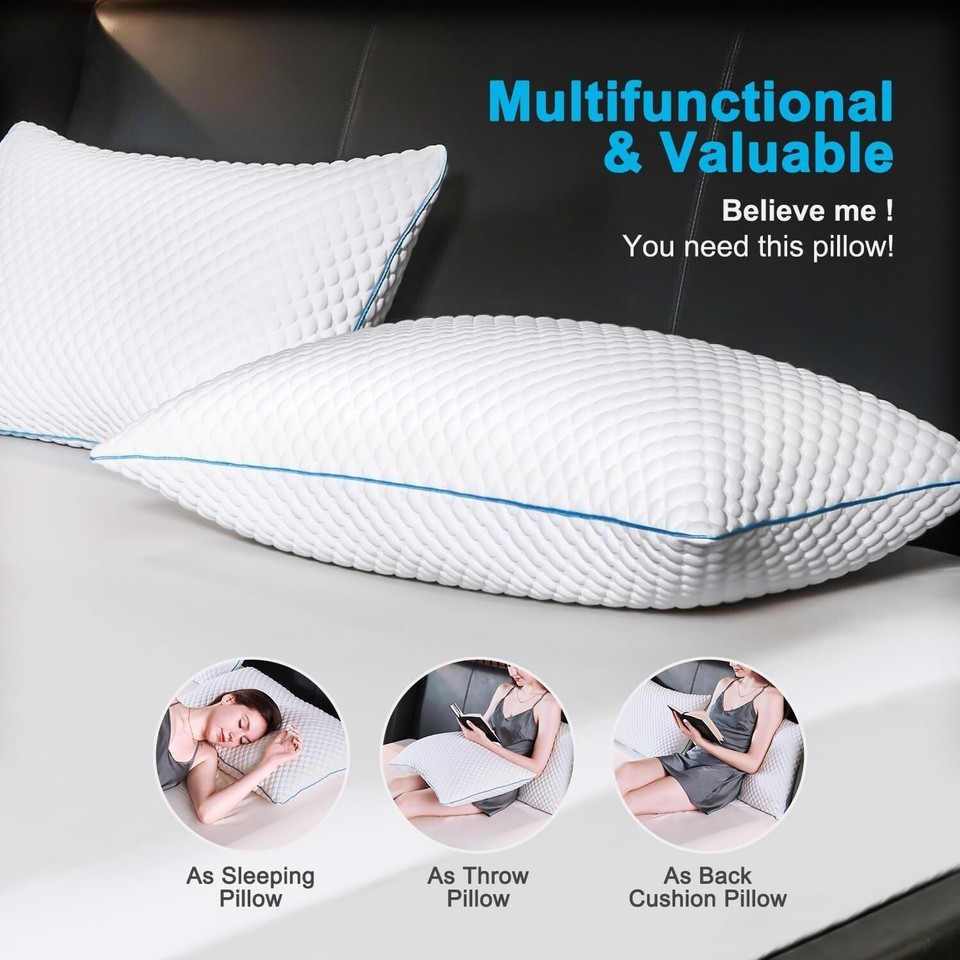 Hypoallergenic Cooling Pillow Set - Ultimate Comfort for Side and Back Sleepers Item image 9