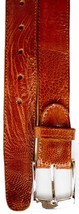 Men's Belvedere Belt Genuine Ostrich Leg up to Size 44 #2000 Burned Amber image 2