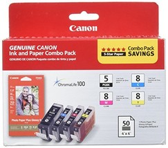 Canon PGI-5/ CLI-8 CMY Ink with PP-201 (50 Sheets) Combo Pack (0628B027AA) - £51.54 GBP