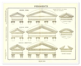 Architecture Pediments William R. Ware 1905 Antique Litho Print Book Plate - $11.76