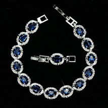 Famous Brand Dark Blue CZ Crystal Women Jewelry Fashion Oval Cut Cubic Zirconia  - £13.98 GBP