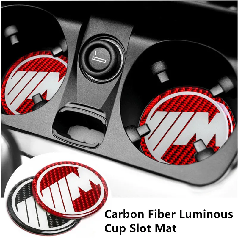 2Pcs Carbon Fiber Luminous Car Coaster Water Cup Slot Non-Slip Mat Cup Holder - £15.65 GBP+