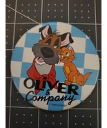 Vintage 1988 Disneyland 3&quot; Checkerboard Oliver &amp; Company Disney Pinback ... - £7.82 GBP