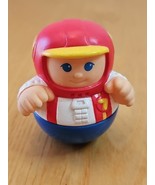 1987 Vintage Hasbro Playskool Weeble Wobble Racer #7 Red White Blue Yellow - $17.09 CAD