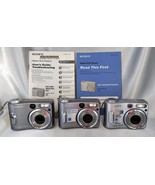 Lot (3) SONY Cyber-Shot Silver Digital Cameras (DSC-S60/S90) 4.1 MP - Pa... - £15.58 GBP