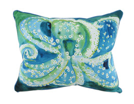 Betsy Drake Colorful Octopus In Outdoor Decorative Throw Pillow 16in.X20in. - £43.05 GBP