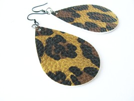 Animal Print Earrings, Dangle Earrings, Faux Leather Earrings, Dangle Earrings,  - £9.65 GBP
