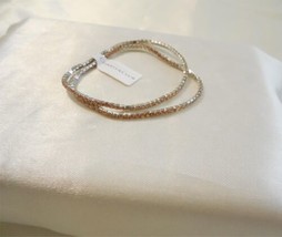 Charter Club 6&quot; Two Strand Silver Peach Crystal Stretch Bracelet A646 - $11.51