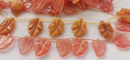 16pcs Genuine Yellow Jade Leaves carved --Red Watermelon Crystal  strawberry cry - £12.00 GBP