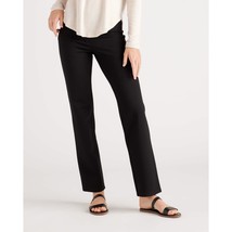 Quince Womens Ultra-Stretch Ponte Straight Leg Pant Pull On Black Petite L - $24.01