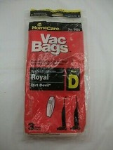 HomeCare Vac Bags No. 3055 Royal Dirt Devil 3 Type D Disposable Vacuum Bags - $3.18