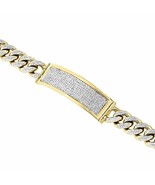10K Yellow Gold Fn Solid Miami Cuban Link Bracelet Pave Lab Created Diam... - £300.65 GBP