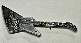 Hard Rock Cafe ORLANDO Silver Colored Guitar Pin - $6.95