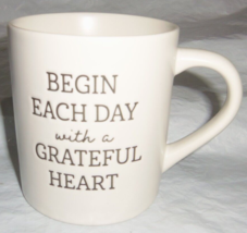 &quot;Begin Each Day with a Grateful Heart&quot; 16oz White Coffee Mug Threshold Stoneware - £14.84 GBP