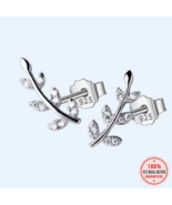 Genuine 18K 925 Sterling Silver Dazzling Little Branch Stud Earrings - $15.99