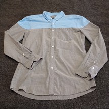 Buckle BKE Shirt Men Medium Gray Blue Tailored Fit Casual Button Up Long Sleeve - £14.59 GBP