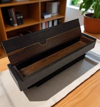 Vintage RoseWood Inlaid Metal/Copper Design Rectangle Jewelry 11”  Watch... - €25,37 EUR