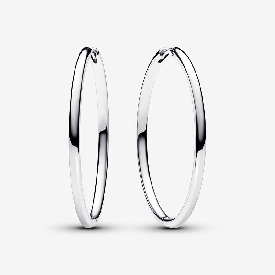 925 Sterling Silver Moments 40 mm Charm Hoop Earrings 293336C00